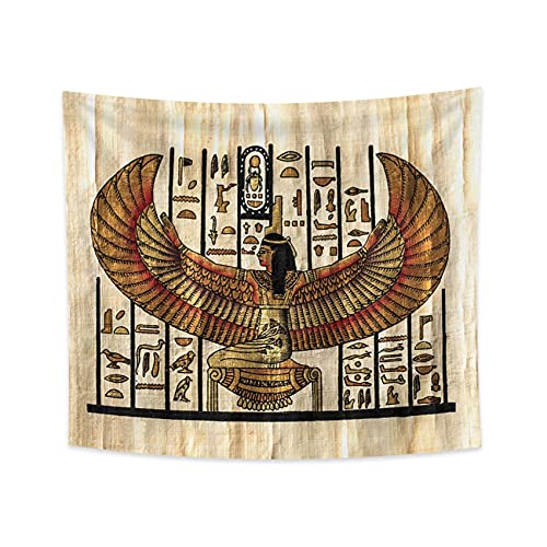 YONGFOTO 150x130cm Antikes Ägypten Tapisserie Pharao Königin mit Flügeln Hieroglyphen Papyrus Symbol Alte Zivilisation Wandbehang Tapisserien für Heim Wand-Dekor Tischdecke Decke von YONGFOTO
