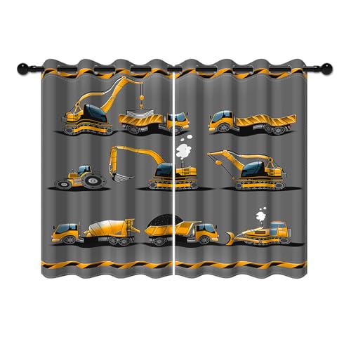 YONGFOTO 168x229cm Bauwagen Verdunkelungsvorhänge Cartoon Bagger Gelb Kinder Maschinen Auto Schwarz für Wohnzimmer Kinderzimmer Fenstervorhänge, 2 Paneele mit Öse YONGFOTO 168x229cm Bauwagen Verdunkelungsvorhänge Cartoon Bagger Gelb Kinder Maschinen Auto Schwarz für Wohnzimmer Kinderzimmer Fenstervorhänge, 2 Paneele mit Öse von YONGFOTO