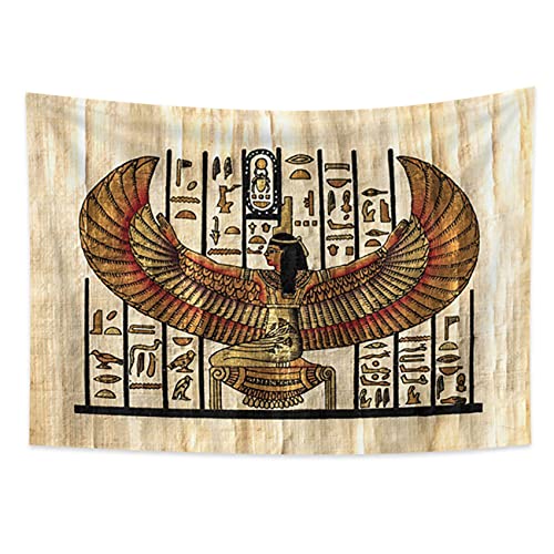 YONGFOTO 100x70cm Antikes Ägypten Tapisserie Pharao Königin mit Flügeln Hieroglyphen Papyrus Symbol Alte Zivilisation Wandbehang Tapisserien für Heim Wand-Dekor Tischdecke Decke von YONGFOTO