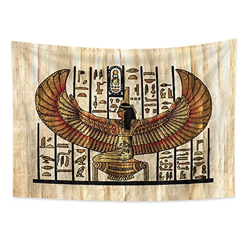 YONGFOTO 150x100cm Antikes Ägypten Tapisserie Pharao Königin mit Flügeln Hieroglyphen Papyrus Symbol Alte Zivilisation Wandbehang Tapisserien für Heim Wand-Dekor Tischdecke Decke von YONGFOTO