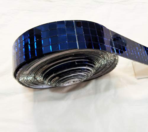 YONGPAN Selbstklebende Mini-Spiegel, quadratisch, quadratisch, Mosaikfliesen, je 10 x 10 mm, Blau, 400 Stück (1 m Länge) von YONGPAN
