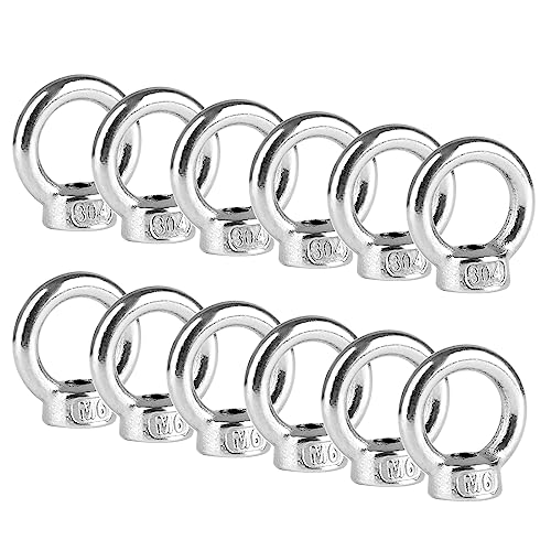 12 Stück Ringmutter M6, 304 Schraubösen Edelstahl，Gewinde Ösenmutter Ringmuttern Augenmuttern，Hardware-Ringösen Für Hebegeräte Zubehör Seilmontage Hebezubehö von YONGQING