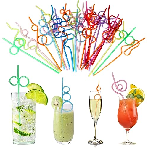 30 Pcs wiederverwendbare Strohhalme Set, niedliche geknotete Trinkhalme, bunte Cocktailstrohhalme für Kinder, Geburtstagsparty, Hochzeiten, Partygeschenke von YONGQING