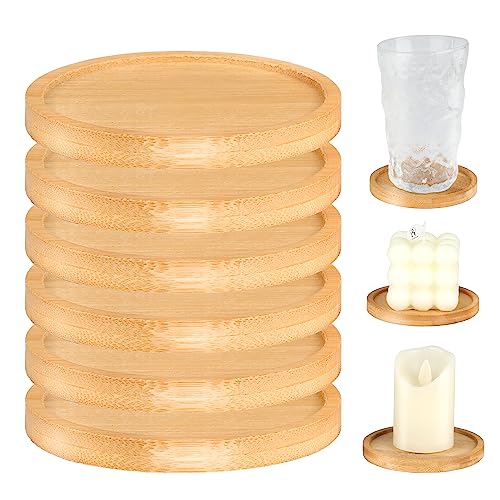 Kerzenuntersetzer, 6 Stück Kerzenständer Holz (Geölt), Kerzenteller für Kerzen Mit Durchmesser Von 9 cm, Untersetzer für Taufkerzen Hochzeitskerzen, Zum Dekorieren Oder Als Geschenkartikel von YONGQING