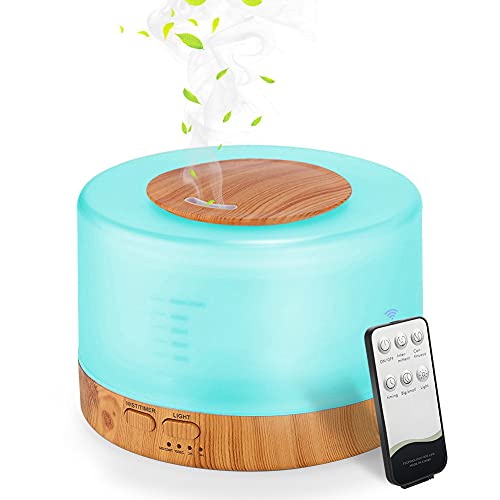 500ml Aroma Diffuser Luftbefeuchter + Timer Aromatherapie Duftlampe Elektrisch Öl Diffusor, 7 LED Farben Fernbedinung, Ultraschall Essential Oil Diffusor leise Humidifier für Schlafzimmer Yoga Salon von YONGYAO