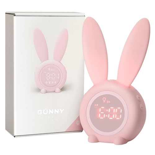 YONGYAO Baby Kinderwecker Mädchen Lichtwecker Hasenwecker Hasen Wecker Uhr Rabbit Alarm Clock Wake Up Light Nachttischlampe Schlummerfunktion,6 Laute Geräusche, zeitgesteuertes Nachtlicht Geschenk von YONGYAO