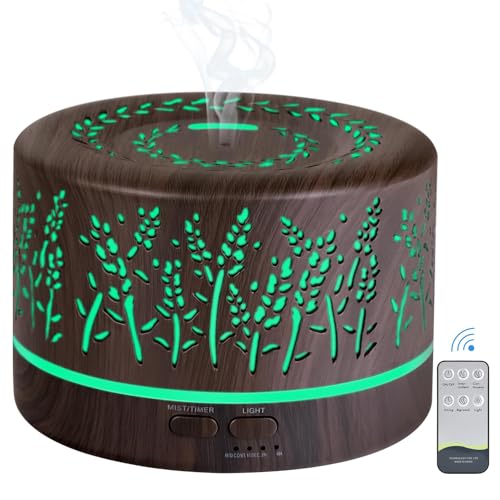 YONGYAO 500ml Aroma Diffuser für Duftöle, Ultraschall Aromatherapie Diffusor für Ätherische Öle, Luftbefeuchter mit Fernbedienung, 7 bunt Licht, BPA Free Öle Diffusor für Schlafzimmer Büro Spa Yoga von YONGYAO