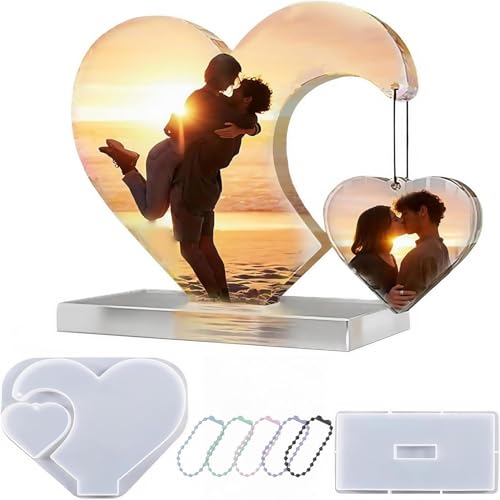 YONGZHIKEJI Epoxidharz Formen Satz 6,96In Epoxidharz Formen Herz Silikonformen Epoxidharz Herz Silikonformen GießFormen Herz Glitzerpulver Herzform Silikon Für DIY Handwerk Handgefertigte Geschenke von YONGZHIKEJI