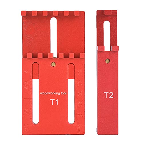 2 Stück Aluminiumlegierung & Messingtiefe Messung des Lineals | T1 + T2 Holzbearbeitungswerkzeug für präzise Messung | Strubert Skala Herrscher für Zimmerei/DIY -Projekte | Einfach zu tragen von YONGZURA