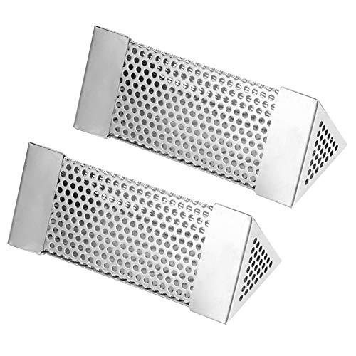 2pcs Edelstahl BBQ -Raucherrohr | 6in Pellet Rauchbox für Grills | 304 Stahlnetz mit perforiertem Design | Sogar Rauch für Fleisch/Fisch (Triangular) von YONGZURA
