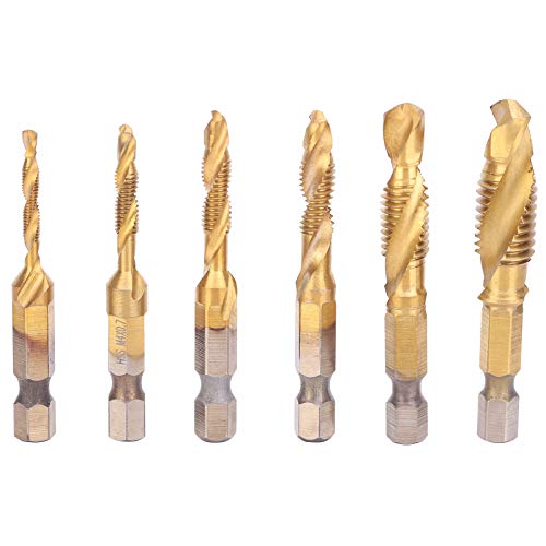 6pcs Schraube Tap Bohrer Bits Kit M3 M4 M5 M6 M8 M10 | 6542 Hochgeschwindigkeitsstahl mit Spezialbeschichtung | Widersteht Oxidationskippwerkzeuge für Kohlenstoffstahl/Aluminium (Short) von YONGZURA