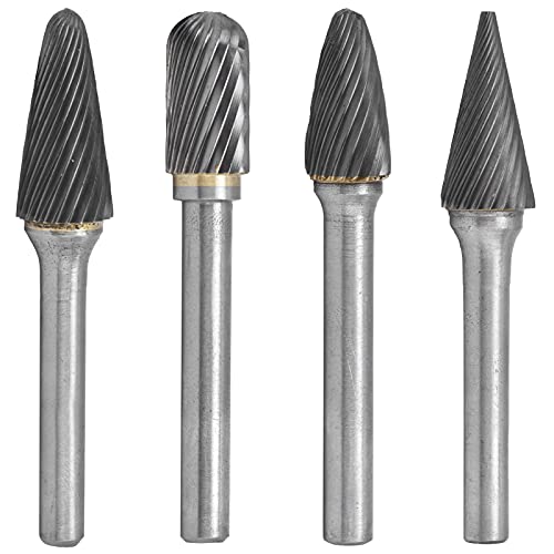 Burr Carbide Burr 4pcs Set | 12mm Tungsten Steel Feile doppelt geschnitten | Wärme - Verarbeitung Gusseisen/Edelstahl/Aluminium | Lang - tragbar für industrielle Zwecke und von YONGZURA