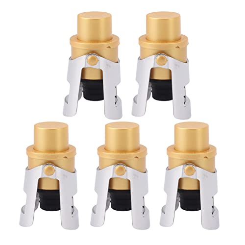 Champagne Stoppers 5 Pack | Stainless Steel Reusable Wine Bottle Sealer | Maintains Quality for Champagne/Sparkling Wine/Red Wine | Gold Finish Champagne Stoppers 5 Pack | Stainless Steel Reusable Wine Bottle Sealer | Maintains Quality for Champagne/Sparkling Wine/Red Wine | Gold Finish von YONGZURA