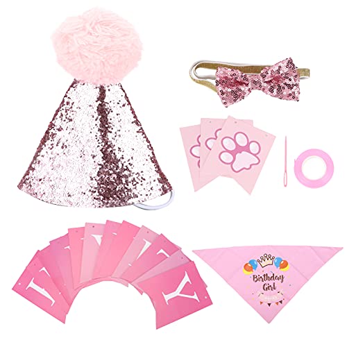 Dog Birthday Scarf & Hat Set | Adjustable Soft Polyester Bandana & Bow Tie | Party Decorations for Puppies/Small Dogs | Includes Banner Cards & Accessories Dog Birthday Scarf & Hat Set | Adjustable Soft Polyester Bandana & Bow Tie | Party Decorations for Puppies/Small Dogs | Includes Banner Cards & Accessories von YONGZURA