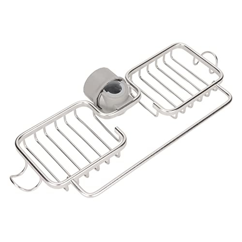 Faucet Storage Shelf | 2 Tier Organizer for Sponge/Soap/Cloth | Aluminum & Plastic with Towel Rod, Fits 0.59-1.1in Faucets (Silver) von YONGZURA