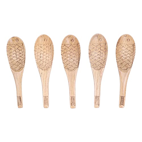Fish Shaped Wooden Spoon 5Pcs | Authentic Chestnut Wood Rice & Soup Spoon | Hand Carved Kitchen Utensil for Cooking/Serving | Secure & Sturdy Fish Shaped Wooden Spoon 5Pcs | Authentic Chestnut Wood Rice & Soup Spoon | Hand Carved Kitchen Utensil for Cooking/Serving | Secure & Sturdy von YONGZURA