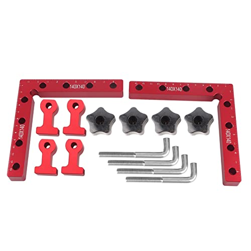 Holzbearbeitung Rechtswinkelclips 90 Grad | 4 Größen 9-40 mm Dicke Aluminiumlegierung | L Formelementklemmen für Schränke/Rahmen/Schweißen | Tischlerwerkzeuge mit Herrscher (140X140mm) von YONGZURA