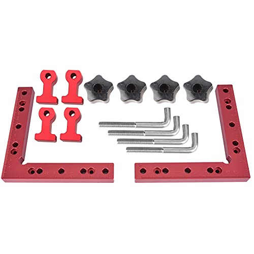 Holzbearbeitung Rechtswinkelclips 90 Grad | 4 Größen 9-40 mm Dicke Aluminiumlegierung | L Formelementklemmen für Schränke/Rahmen/Schweißen | Tischlerwerkzeuge mit Herrscher (160X160mm) von YONGZURA