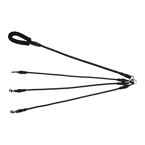 Reflective Dog Leash with 360° Rotation | Non - Tangling Hands Liberated Leash for Two Dogs | Foam Handle for Hiking/Camping/Beach | Adjustable Length for Large Medium Small (Black) von YONGZURA