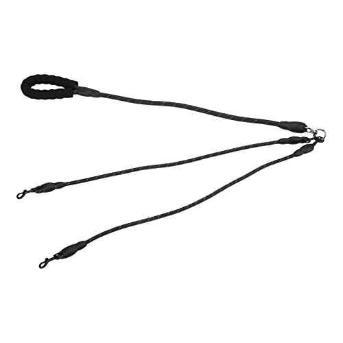 Reflective Dog Leash with 360° Rotation | Non - Tangling Hands Liberated Leash for Two Dogs | Foam Handle for Hiking/Camping/Beach | Adjustable Length for Large Medium Small (Black) von YONGZURA