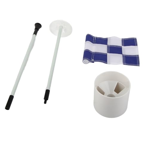 Tragbarer Sportflaggpol Set | 3ft 2 - Abschnitt Glasfaser -Fahnenmast mit Nylonflagge und Drainage Hole Cup | Für Innen- / Outdoor -Übungs- und Sportzeichen (Blue White Grid) von YONGZURA