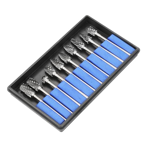 Tungsten Carbide Burr Set 10pcs | 3mm Shank Cutting Files for Metal/Wood/Stone | Double Cut Carbide Steel Burrs for Drills & Die Grinders von YONGZURA
