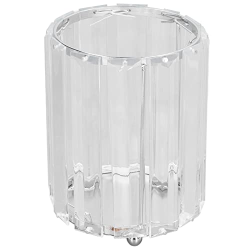 YONGZURA Glass Cosmetic Brush Holder | Transparent Organizer Box for Makeup Brushes/Pens/Desk Decor | 5 Inch Round Storage with Metal Frame, High Capacity Design (Silver) von YONGZURA
