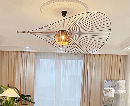 YONIISEA Moderne Kronleuchter Wohnzimmer Vertigo Pendelleuchte, E27 Retro Hängeleuchte, Nostalgische Kronleuchter Fiberglas + Polyurethan Hut Stoff, Kreative LED Lampe Max 40w (100cm, Brown Braun) von YONIISEA