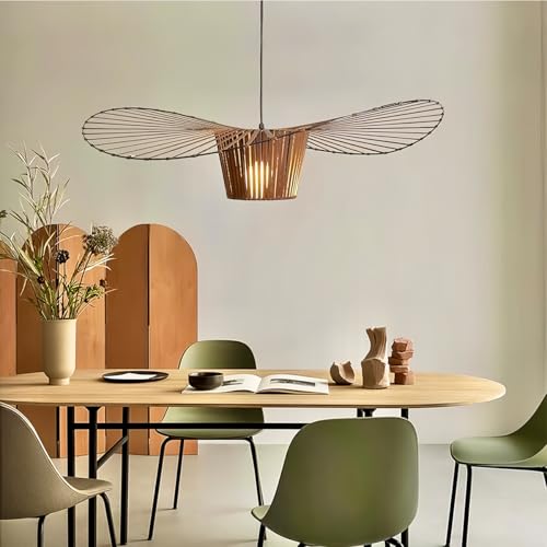 YONIISEA Moderne Kronleuchter Wohnzimmer Vertigo Pendelleuchte, E27 Retro Hängeleuchte, Nostalgische Kronleuchter Fiberglas + Polyurethan Hut Stoff, Kreative LED Lampe Max 40w (120cm, Copper) von YONIISEA