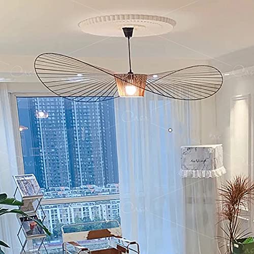 YONIISEA Moderne Kronleuchter Wohnzimmer Vertigo Pendelleuchte, E27 Retro Hängeleuchte, Nostalgische Kronleuchter Fiberglas + Polyurethan Hut Stoff, Kreative LED Lampe Max 40w (140cm, Brown Braun) von YONIISEA