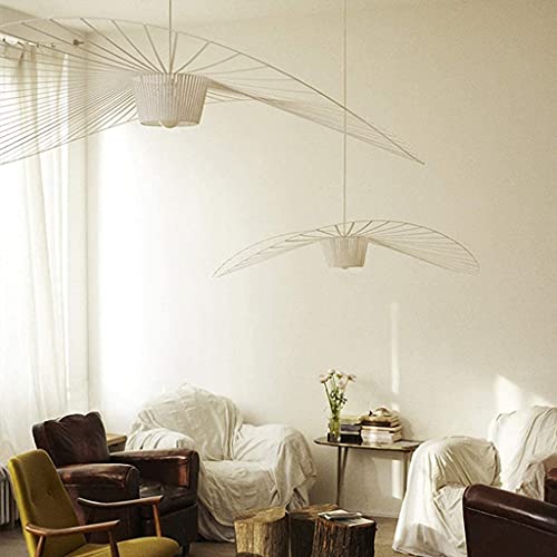 YONIISEA Moderne Kronleuchter Wohnzimmer Vertigo Pendelleuchte, E27 Retro Hängeleuchte, Nostalgische Kronleuchter Fiberglas + Polyurethan Hut Stoff, Kreative LED Lampe Max 40w (170cm, White Weiß) von YONIISEA