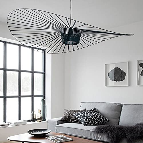 YONIISEA Vertigo Lampe 120cm Schwarz, Modern Vertigo Pendelleuchte E27 Kronleuchter Retro Wohnzimmer, Glasfiberstahl + Polyurethan Vintage Hut Hängeleuchte, Max 40W von YONIISEA