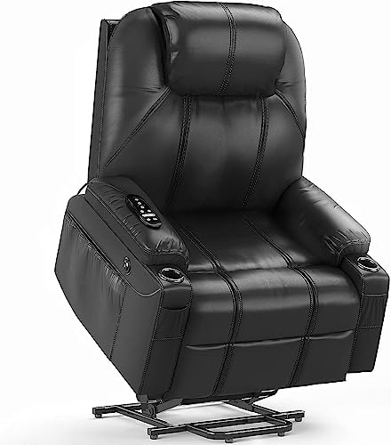 YONISEE Elektrisch Aufstehhilfe Fernsehsessel Verstellbar Relaxsessel, Heizung Vibration Massage Sessel f¨¹r Senioren Relaxliege Home Wohnzimmer Kinosessel, USB-Anschl¨¹sse, bis 150 kg, Schwarz von YONISEE