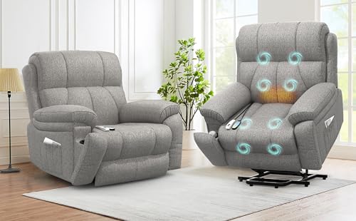 YONISEE Fernsehsessel 2er-Pack, Relaxsessel Elektrisch Massagesessel mit Liegefunktion Aufstehhilfe, Massage Heizung, Fußteil, 2 Seitentaschen Getränkehalter, TYP C & USB-Anschlüsse Liegen Wohnzimmer von YONISEE