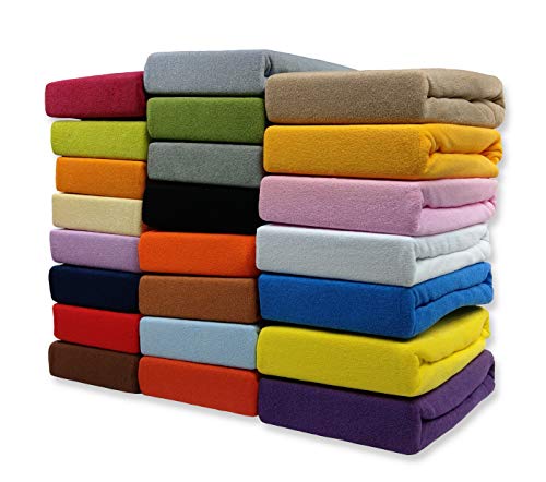 FROTTEE Spannbettlaken Spannbetttuch Bettlaken mit Gummizug in vielen Größen und Farben (Beige, 160 x 200 cm) von YONNKITEXX HOME