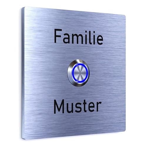 YONOX Premium Edelstahl Klingelschild mit LED-Taster - Stilvolles Design für Ihre Eingangstür - personalisierbar - präzise Gravur - 100 X 100mm - LED Beleuchtung - MADE in GERMANY von YONOX