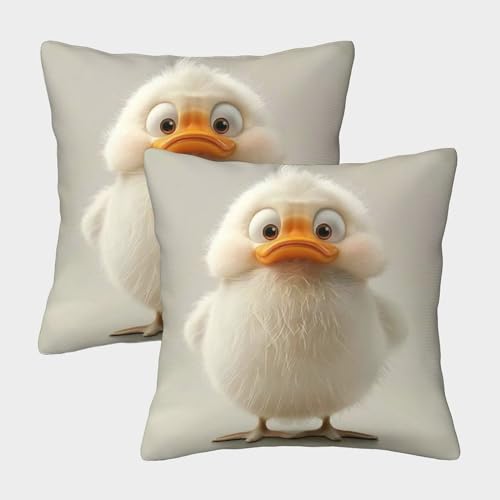 YONQIWU süße Ente Kissenbezug 45x45cm 2er Set Kissenbezüge Dekokissen Modern süße Tiere Sofakissen Kissenhülle Deko Kissen Aesthetic Couchkissen Für Sofa Zierkissen von YONQIWU