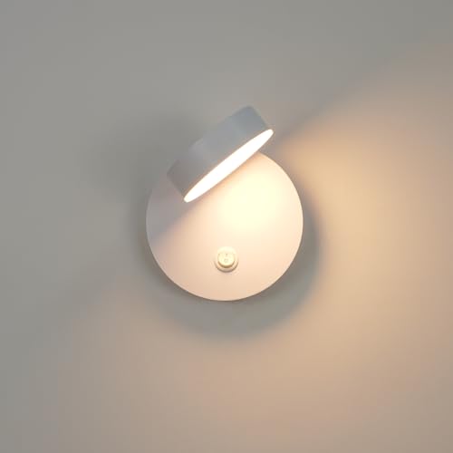 YOOCHUENG 360° Drehbarer LED Wandleuchte mit Schalter,Moderne Wandlampe 3 Farbtemperaturen (Warm/Weiß/Natural) 6W Dimmbar für Schlafzimmer,Wohnzimmer,Nachtisch von YOOCHUENG