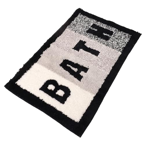 YOOCHUENG Badematte Alphabet Flauschiger und Saugfähiger Badvorleger,Einfaches Design Badteppich für Badezimmer Badewannen Dusche Zimmer,rutschfeste Zottelige Teppich Maschine Waschbar von YOOCHUENG