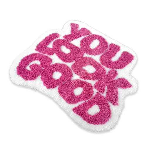 YOOCHUENG Badematte Spaß Badvorleger rutschfest Waschbar Kreativität Lustig Badteppich Mittlerer Stapel Teppich für Schlafzimmer Duschvorleger, Fuchsia von YOOCHUENG