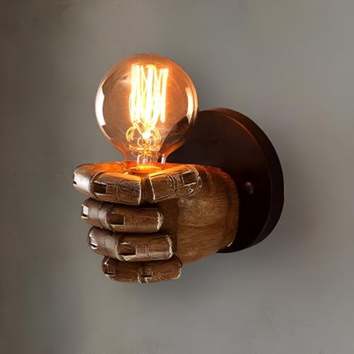 YOOCHUENG Wandlampe Vintage,Wand Lampen Innenbereich,E27 Wandleuchte,Antike Faust Wandlampe für Bar,Schlafzimmer,Arbeitszimmer,Nachttisch Glühbirne Nicht Enthalten,Linke Hand von YOOCHUENG