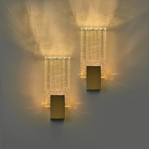 YOOCHUENG Kristall-Gold Wandleuchte Modern und Einfach LED-Leuchten für Zimmer Dreifarbig Wandleuchte Innen Wand-Nachtlicht für Innenbeleuchtung,Gang,Treppe,Wohnzimmer,Restaurant[2 Packung-S] von YOOCHUENG