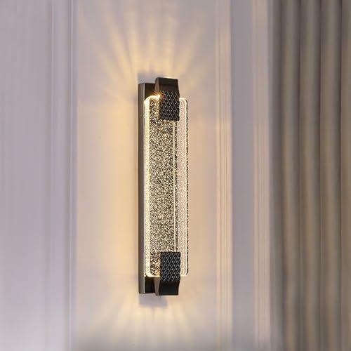YOOCHUENG LED Wandlampe Innen,Zeitgenössisch Kristall Wandleuchte Nordisch Wandlicht,Tricolor Lampe Wand Innen,Art Deco Wandleuchte für Schlafzimmer,Wohnzimmer [Schwarz] von YOOCHUENG