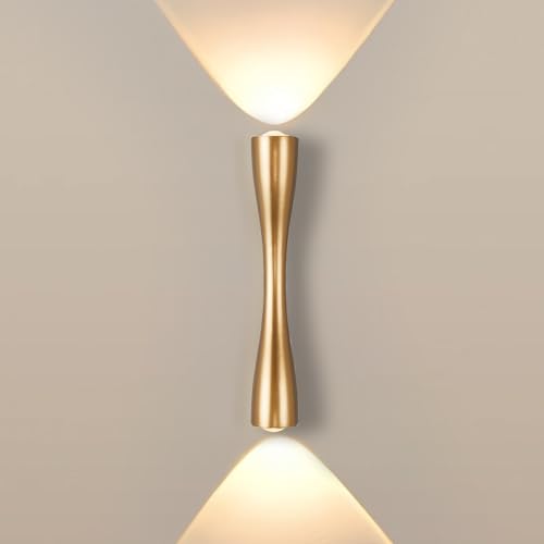 YOOCHUENG Up and Down Wandleuchte Gold LED Wandlampen Modern Kreativ Wandleuchter Wandlampenschirm aus Metall Innenhaus-Lampe für Garage,Garten Proch,Schlafzimmer,Neben,Warmes Licht,35CM von YOOCHUENG