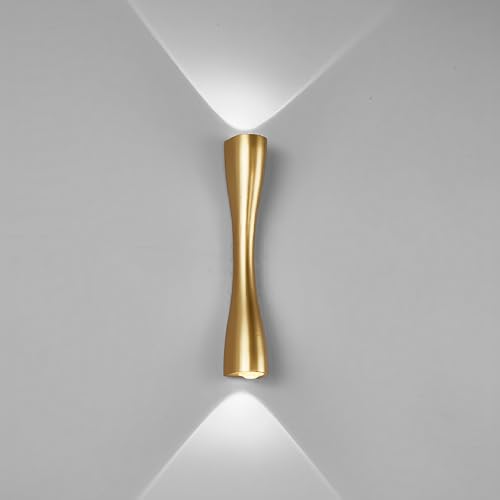 YOOCHUENG Up and Down Wandleuchte,Gold LED Wandlampen,Modern Kreativ Lichtmast,Metall Innenhaus-Lampe für Garage,Garten Proch,Schlafzimmer,Neben,Weißes Licht,24CM von YOOCHUENG