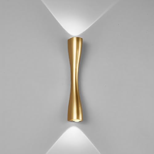 YOOCHUENG Up and Down Wandleuchte,Gold LED Wandlampen,Modern Kreativ Lichtmast,Metall Innenhaus-Lampe für Garage,Garten Proch,Schlafzimmer,Neben,Weißes Licht,35CM von YOOCHUENG