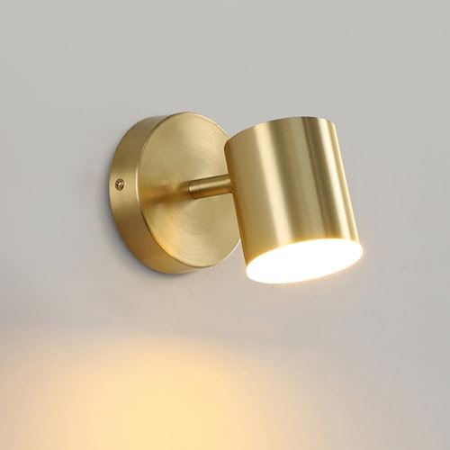 YOOCHUENG Wandleuchten Innen LED-Leselicht 350°Drehbar Gold Nachttischlampe 3 Farben Beleuchtung für Schlafzimmer,Flur Gang,Wohnzimmer Wandleuchter,Waschtisch,Badezimmer,Stil A von YOOCHUENG