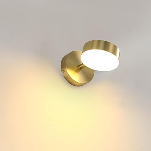 YOOCHUENG Wandleuchten Innen LED-Leselicht 350°Drehbar Gold Nachttischlampe 3 Farben Beleuchtung für Schlafzimmer,Flur Gang,Wohnzimmer Wandleuchter,Waschtisch,Badezimmer,Stil B von YOOCHUENG
