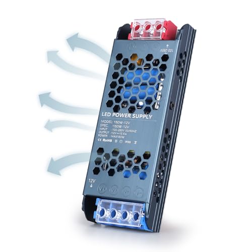 YOODI 12V Netzteil, 150W Trafo 230V auf 12V LED, LED Trafo Schnelle Wärmeableitung, LED Treiber Schaltnetzteil 12.5A, Konstantspannung Niedervolttrafo für LED Lampen von YOODI