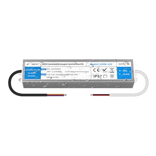 YOODI 12V Netzteil 100W 8,3A LED Driver IP67 Wasserdicht Transformator AC 230V auf DC 12V Konstantspannung LED Trafo Treiber für LED Streifen Lampen Strahlern Schrankleuchten Aussenbereich YOODI 12V Netzteil 100W 8,3A LED Driver IP67 Wasserdicht Transformator AC 230V auf DC 12V Konstantspannung LED Trafo Treiber für LED Streifen Lampen Strahlern Schrankleuchten Aussenbereich von YOODI